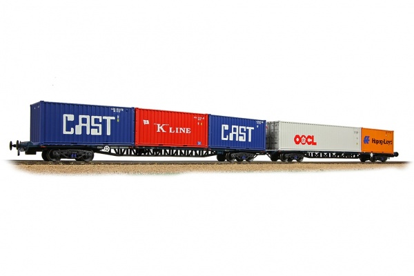 BACHMANN 38-627A FGA BOGIE CONTAINER FLATS X 2 BR BLUE WITH PRIVATE OWNER MARITIME CONTAINERS