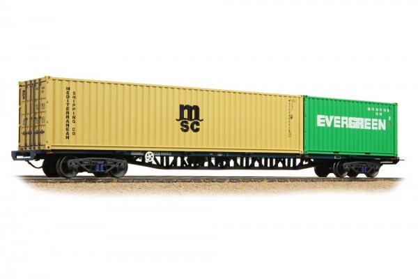 BACHMANN 38-628B FFA BOGIE CONTAINER INNER FLAT BR BLUE PRIVATE OWNER MARTIME CONTAINERS