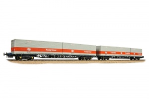 BACHMANN 38-625A FGA FREIGHTLINER WAGONS X 2 BR BLUE WITH ISO CONTAINERS