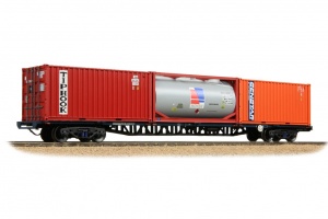 BACHMANN 38-628A FFA BOGIE CONTAINER INNER FLAT BR BLUE PRIVATE OWNER MARTIME CONTAINERS