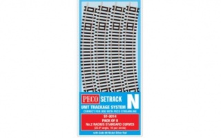 PECO ST-3014-N GAUGE PACK OF 8 NO. 2 RADIUS STANDARD CURVES